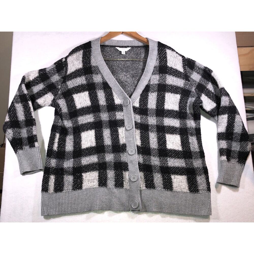 Time and Tru Cardigan Button Sweater Acadamia Plaid Womens Size XXL 20